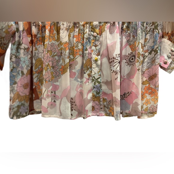 L’Atiste by Amy Sheer Boho Floral Button-Front Tunic Blouse, | Small 🌸🌸🌸 - Picture 5 of 6